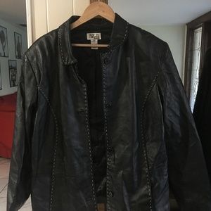 Women's Plus Size Black Leather Jacket - XXL